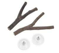 NESTINGHO Percha para Pájaros con Ventosa 2 Piezas Diseño Rama Natural Madera Ligera para Loros Cacatúas y Aves Pequeñas Uso en Baño y Aventuras al Aire Libre