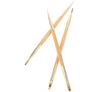 NESTINGHO Pincel para Decoración de Uñas para Manicura Profesional 3 Piezas Doble Cabeza Punta Delgada y Ancha, Madera y Nylon, Multifuncional y Uso en Salones de Alta Demanda