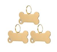 NESTINGHO Placas de Identificación para Perros de Acero Inoxidable Diseño Hueso Hueco de Pata Color Dorado Tamaño 40X20X1 MM Juego de 3 Unidades Accesorios Antipérdida para Collar