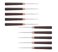 NESTINGHO Punzones Mango de Madera Fina, 10 Piezas, Herramienta Perforadora para Costura y Reparación de Zapatos, Suministros de Bricolaje para Artesanía en Cuero, Punzón para Manualidades