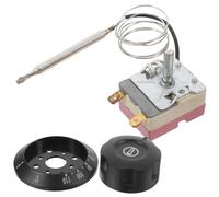 NESTINGHO Termostato de Control Ajustable para Horno Eléctrico, Freidora de Aire y Calentador de Agua, 30-110°c, Capilar Expandible, Tapa Negra, con Tornillos y Terminales de Crimpado, Uso