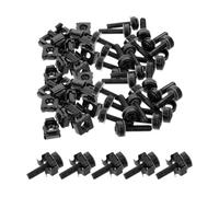 NESTINGHO Tornillos y Tuercas para Gabinetes de Red en Negro, Estructura de Clip Tarjeta, Metal Resistente, 50 Piezas para Entornos de Servidores y Racks de Red