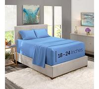 Nestl Bedding Juego de sábanas de 4 Piezas con Laterales extraprofundos, sábana Bajera con Laterales extraprofundos, sábanas de Microfibra extraprofundas, 84 x 72 Pulgadas, Color Azul Calma