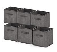 Nestl Cube Storage Bins, Foldable 6 Cube Storage Organizer Bins, Fabric Storage Cubes, Storage Basket with Handles, Grey Closet Storage Bins, 11-Inch Cube Storage Bins for Bedroom, Playroom and More