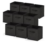 nestl Cube Storage Bins, Foldable 9 Cube Storage Organizer Bins, Fabric Storage Cubes, Storage Basket with Handles, Black Closet Storage Bins, 11-Inch Cube Storage Bins for Bedroom, Playroom and More