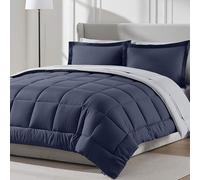 Nestl Juego de edredón Queen de 7 piezas - Edredones reversibles tamaño Queen azul marino, cama en una bolsa Queen para todas las estaciones, juegos de edredón tamaño Queen con sábana encimera, sábana