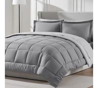 Nestl Juego de edredón Queen de 7 Piezas, edredones Reversibles, tamaño Queen, Color Gris, Cama en una Bolsa, para Todas Las Estaciones, Juegos de edredón tamaño Queen con sábana encimera, sábana