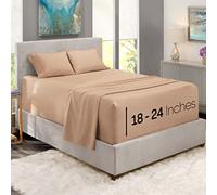 Nestl Sábanas de Bolsillo extraprofundo tamaño King, se Adapta a colchones de 18 a 24 Pulgadas, Juego de 4 Piezas, Color Gris Pardo