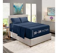 Nestl Twin Size Sheet Set, 4 Piece Extra Deep Pocket (18-24 Inches), Microfiber, Hotel Luxury, Soft, Breathable, Wrinkle-Free, Easy to Care, Navy Blue