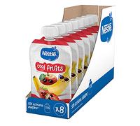 Nestlé Bolsitas Cool Fruits 8x110g | Bolsita de fresa y plátano, 100% fruta con vitamina C, sin azúcares añadido, sin conservantes, formato práctico