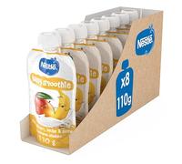 Nestlé Bolsitas Happy Smoothie 8x110g | Bolsita de yogur mango plátano y avena, 100% natural con vitamina C, sin azúcares añadido, sin conservantes, formato práctico