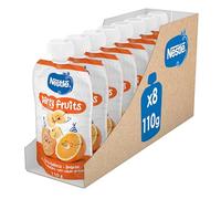 Nestlé Bolsitas Party Fruits 8x110g | Bolsita de plátano naranja y galleta, 100% fruta con vitamina C, sin azúcares añadido, sin conservantes, formato práctico