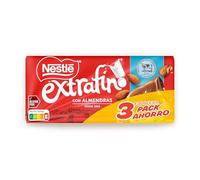 NESTLE EXTRAFINO chocolate con leche y almendras pack 3 unidades de 123g
