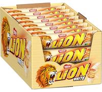 NESTLÉ Lion Barras crujientes blancas con glaseado blanco, relleno de caramelo y gofre crujiente, paquete de 24 (24 x 42 g)