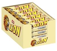 Nestlé Lion Barritas blancas/crujientes de gofre crujiente, cereales y caramelo envueltas con chocolate blanco - cuidado rápido / barras de chocolate 24 unidades