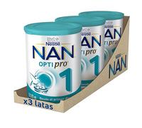 Nestlé NAN Optipro 1 Leche de inicio en Polvo para Bebés (desde el Primer Día), 3 latas x 800 g
