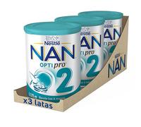 Nestlé NAN OPTIPRO 2 Leche de continuación en polvo, 3 botes de 800gr | Leche de continuación en polvo para bebé a partir de 6 meses con L.reuteri.