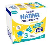 Nestlé NATIVA 3 Leche líquida con Cereales sin azúcar añadido +1 año, 6x1L | Leche de crecimiento líquda con cereales para bebés a partir de 12 meses. Lista para beber y sin azúcares añadidos.