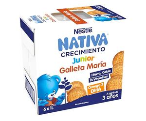 NESTLÉ NATIVA Crecimiento JUNIOR Galleta Leche crecimiento líquida con galleta para niños a partir de 36 meses, pack de 6