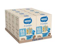 Nestlé Papilla 8 Cereales 0%0% Azúcares +6 meses Pack 8x330g | Puré de fruta con galleta para bebé, ideal como snack dulce en alimentación infantil