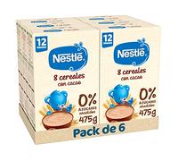 Nestlé Papilla 8 Cereales Cacao +12 meses Pack 6x475g | Pack de papillas 8 cereales con cacao, desde 12 meses, sin azúcares añadidos, ricas en hierro