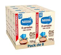 Nestlé Papilla 8 Cereales Cacao +12 meses Pack 8x725g | Pack de papillas 8 cereales con cacao, desde 12 meses, sin azúcares añadidos, ricas en hierro