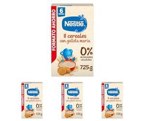Nestle Papilla 8 Cereales con Galleta, 725 g (Paquete de 4)