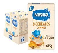 Nestlé Papilla 8 Cereales Miel +6 meses Pack 6x475g | Pack de papillas 8 cereales con miel, desde 6 meses, ricas en hierro, ideales para el inicio a la alimentación complementaria