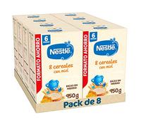 Nestlé Papilla 8 Cereales Miel +6 meses Pack 8x950g | Puré de fruta para bebé con manzana, plátano y fresa, ideal para snack o alimentación infantil