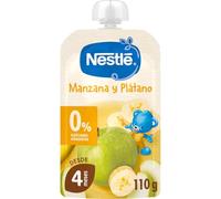 NESTLÉ Puré Manzana y Plátano para bebés a partir de 4 meses, bolsita 110g | Bolsita de manzana y plátano, 100% fruta con vitamina C, sin azúcares añadido, sin conservantes, formato práctico