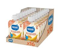 Nestlé Puré Plátano Naranja Galleta 16x90g | Puré de frutas multifrutas para bebé en formato práctico, ideal como snack o merienda infantil