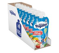 Nestlé Yogolino Bolsitas Fresa Manzana +6 meses 8x100g | Bolsita de yogur de fresa y manzana, desde 6 meses, sin azúcares añadidos, no necesita frío, formato práctico