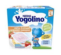 Nestlé Yogolino Fresa Plátano sin Azúcar Añadido, 8+ Meses, 4 x 100g