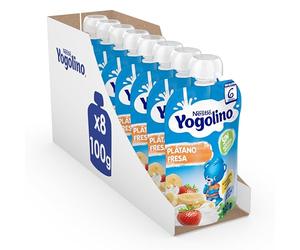 Nestlé Yogolino Lácteo Infantil Fresa Plátano, desde 6 meses, 8 Bolsitas de 100 g