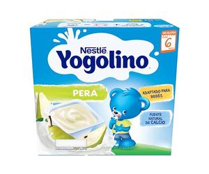 NESTLÉ YOGOLINO Postre Lácteo de Pera, a partir de 6 meses, 4x100g | Postre lácteo infantil de pera, desde 6 meses, no necesita frío, fuente natural de calcio, formato práctico