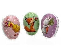 Nestler Huevos de Pascua para rellenar, diseño de niños de primavera - zorro conejo pollito huevos hechos a mano de cartón (12 cm)