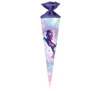 Nestler Juego de bolsas de caramelo hechas a mano de cartón, diseño de galaxia unicornio, protección de encaje, lazo (lila, 70 cm redonda)