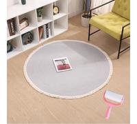 Nestoly Cat Rug,Premium Cotton Rope Area Rug for Cats,Washable Round Vintage Reversible Woven Tassel Rugs,Soft and Stylish Home Accen,Easy Clean,Multiple Sizes (Gray, 24in)