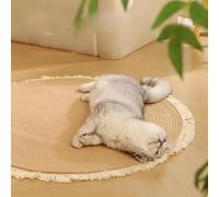 Nestoly Cotton Rope Area Rug for Cats, Premium Cotton Rope Area Rug for Cats, Washable Round Vintage Reversible Woven Tassel Rugs,Easy to Clean (Gray,45cm)