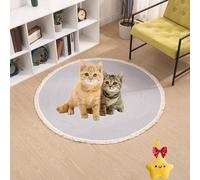 Nestoly Cotton Rope Area Rug for Cats, Premium Cotton Rope Area Rug for Cats, Washable Round Vintage Reversible Woven Tassel Rugs, Soft and Stylish Home Accent, Easy Clean (Grey,18inch)