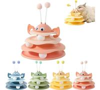 Nestoly Interactive 3-Layer Cat Toy Tower with Rotating Bee and Rolling Balls, 3 Levels for Chase, Self-Play Activity Toy, Batting & Exercise for Cats & Kittens, Self-Play Activity Toys (Orange)