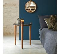 Nestor - Mesita en teca y mármol negro H 50 x B 40 x T 40 cm