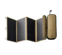 NESTOUT Panel solar portátil, puertos USB-C y USB-A, cargador solar de 28 W para camping, nailon Ripstop repelente al agua, diseño compacto plegable, amperímetro digital, soporte ajustable, beige (4