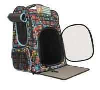 NestQ Mochila Porta Mascotas, Bolso de Hombro Resistente, para Perros y Gatos de hasta 5kg, con Gancho de Seguridad Interno y Cierres, Diseño Plegable de Buhos, 45x35x30 cm