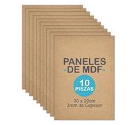 NESTQ - Pack 10 Láminas MDF 3mm - Tablero de Madera para Manualidades, Corte Láser y Pirograbado - Paneles de Madera 20x30 cm - Superficie Lisa y Fácil de Trabajar