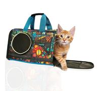 NestQ Transportín Seguro para Perros y Gatos, Bolsa de Transporte Plegable para Mascotas Pequeñas (hasta 4kg), con Cierres de Seguridad y Cinta Reflectante, Ideal para Viajes y Paseos, 50x30x28 cm