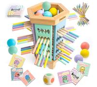 NestWest KERBALL UP Juguete Montessori 3 Años Madera - Juego de Mesa Familiar de Fácil Montaje (Anti-Frustración) - Motricidad Fina y Estrategia 4 Juegos en 1, Regalo Niña y Niño 3 4 5 Años