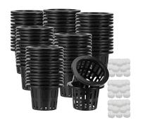 Net Cups - 50 Pieces Hydroponic Grow Baskets | Plant Baskets with Sponges For Year-Round Cultivation Urban | Net Pots For Farming Home Vegetable Garden Apartment Growing Lettuce Tomatoes