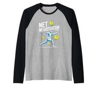 Net Negociador Jugador De Tenis Diversión Deporte Camiseta Manga Raglan