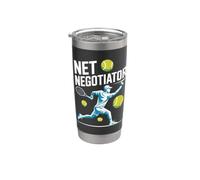 Net Negociador Jugador De Tenis Diversión Deporte Vaso térmico de acero inoxidable de doble pared